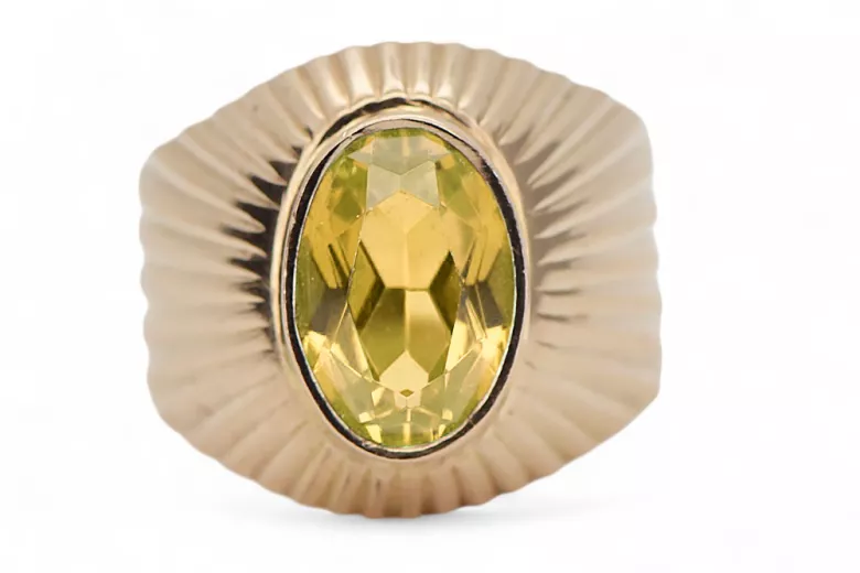 Žlutý Perydot Original Vintage 14k vinobraní kroužek vinobraní Vrc127r